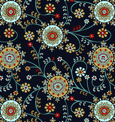 traditional Indian paisley pattern on navy    background