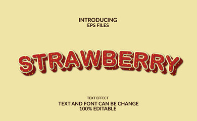 3d bold strong strawberry text effect. Editable font.