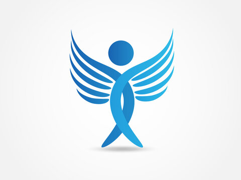 Logo angel blue people wings vector image design