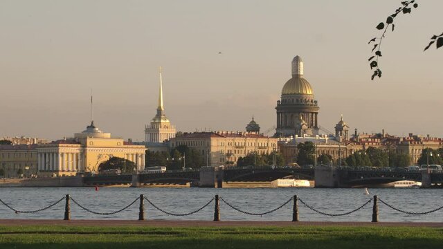 Embankment of the Peter and Paul Fortress and the Admiralty, Isaac's Cathedral and Palace Bridge - St. Petersburg, Russia