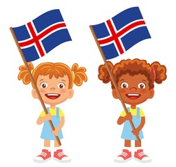 Iceland flag in hand set