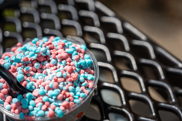 Flash frozen ice cream balls in a single serving cup