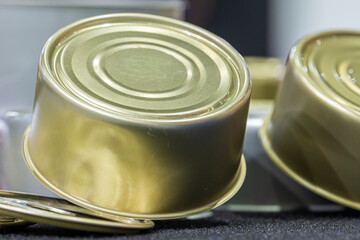 Pile of cans of conserved food.