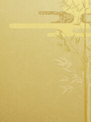 Bamboo silhouette drawn on gold leaf-Japanese style background
