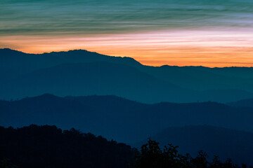 Fototapeta na wymiar Color layer View of mountains landscape