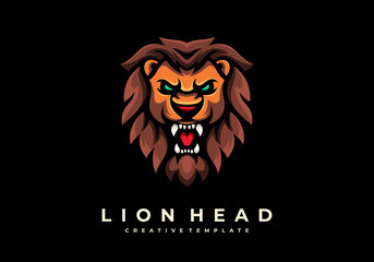 unique creative lion head mascot vector logo template