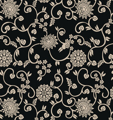 traditional Indian paisley pattern on black      background