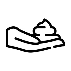 sunscreen cream on hand line icon vector illustration