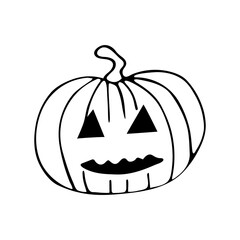 Cartoon pumpkins. Halloween icons. Vector illustration.