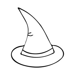 Halloween witch hat. Doodle element. Vector illustration.