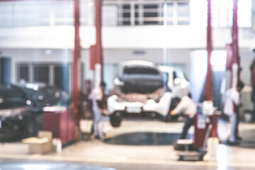 Blur Cars to repair and check the distance at the service center