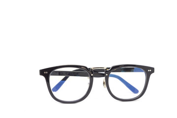 Black frame glasses on white background