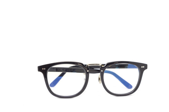 Black Frame Glasses On White Background