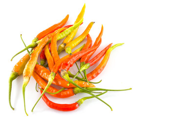 Fresh red peppers from the garden on a white background