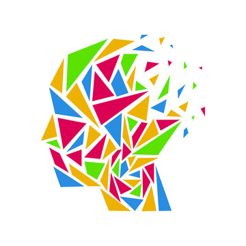 Colorful Polygon Human Head With Dispersion Effect. Vector
