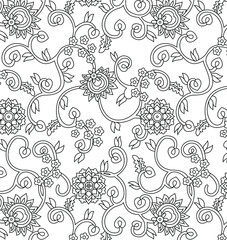 traditional Indian paisley pattern on outline 