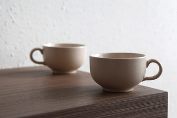 coffee cup on wooden table