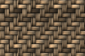 Brown basket weave seamless background. Classic cross woven texture decorative pattern. Natural wicker bamboo effect