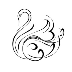 swan 34. one stylized Swan in black lines on a white background