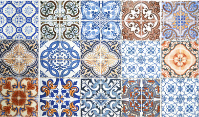 Ceramic tiles pattern patchwork design for background. - obrazy, fototapety, plakaty