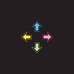 Arrow neon glow vector illustration design template