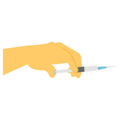 Hand holding syringe