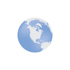 World globe blue symbol or icon flat vector illustration isolated on white.