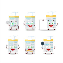 Cartoon character of filling form with various chef emoticons