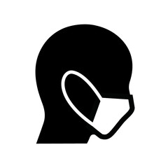 うつむいたマスク横顔（右向き）