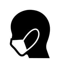 うつむいたマスク横顔（左向き）