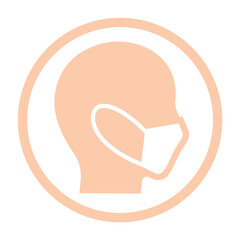 肌色のマスク横顔（アイコン&右向き）