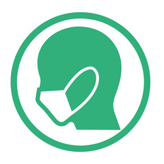 緑のうつむいたマスク横顔（アイコン&左向き）