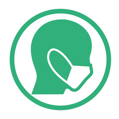 緑のうつむいたマスク横顔（アイコン&右向き）