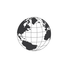 Earth globe black and white symbol or icon vector illustration isolated.
