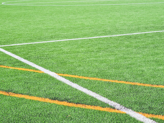 Yellow white football field dividing line