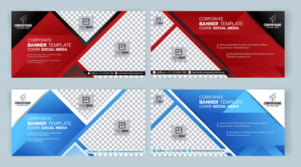 Black and Red, Blue and White Template banner cover ads, Vector