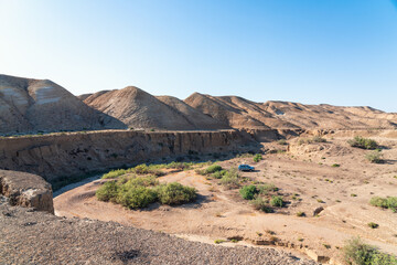 Off-road vehicle trip to the mountain canyon