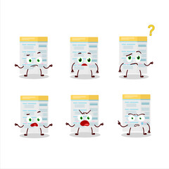 Naklejka premium Cartoon character of filling form with what expression