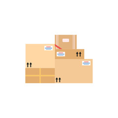 Carton boxes stacked for storage or shipping flat vector illustration isolated.