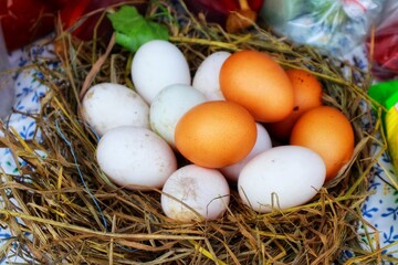 easter eggs in a basket