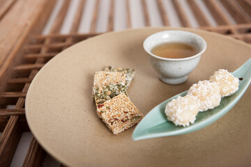 korean food, cookie and tea