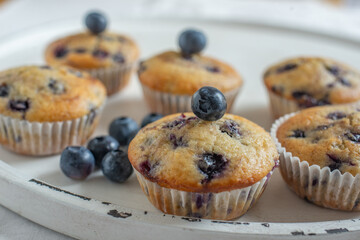 Freshly baked blueberry muffins 
