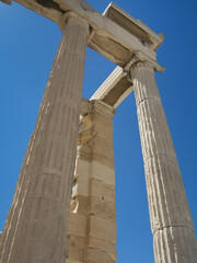 View on corner of columns, Temple of Athena, Acropolis,Athens,Greece