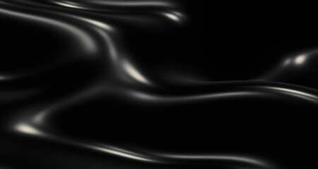3d illustration Background of black waves, streaks of light and shiny surfaces, glistening, abstract shapes. For an elegant advertisement