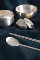 tableware with silver