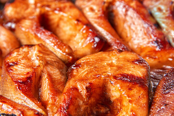baked red fish in a marinade of teriyaki sauce