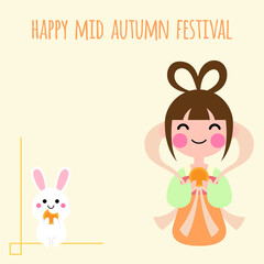 Cute cartoon illustration mid autumn festival card