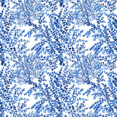 Abstract blue trees seamless pattern background