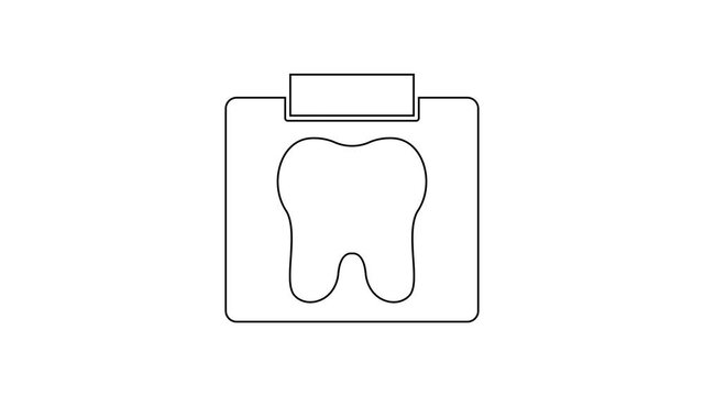 Black line X-ray of tooth icon isolated on white background. Dental x-ray. Radiology image. 4K Video motion graphic animation.