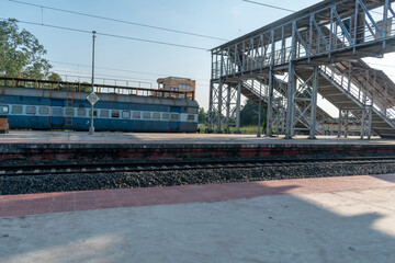 Picture of a secluded railway station in a rural area in India during lockdown for the pandemic situation by COVID-19 